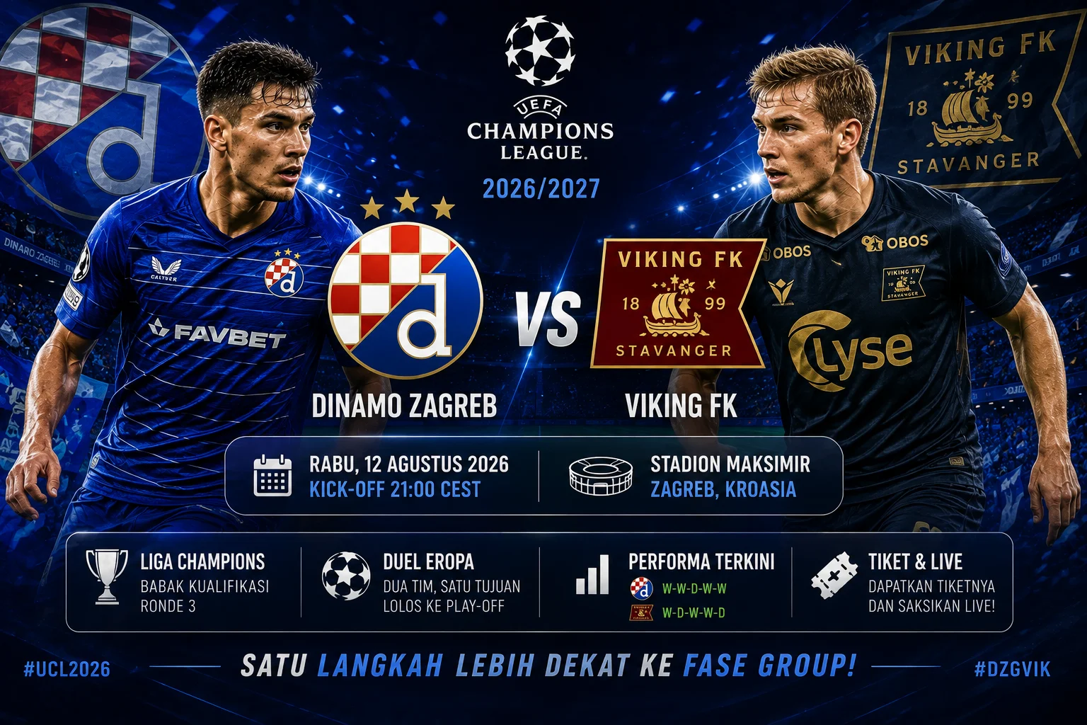 Head to Head dan Prediksi Skor Dinamo Zagreb vs Viking Leg ke-1