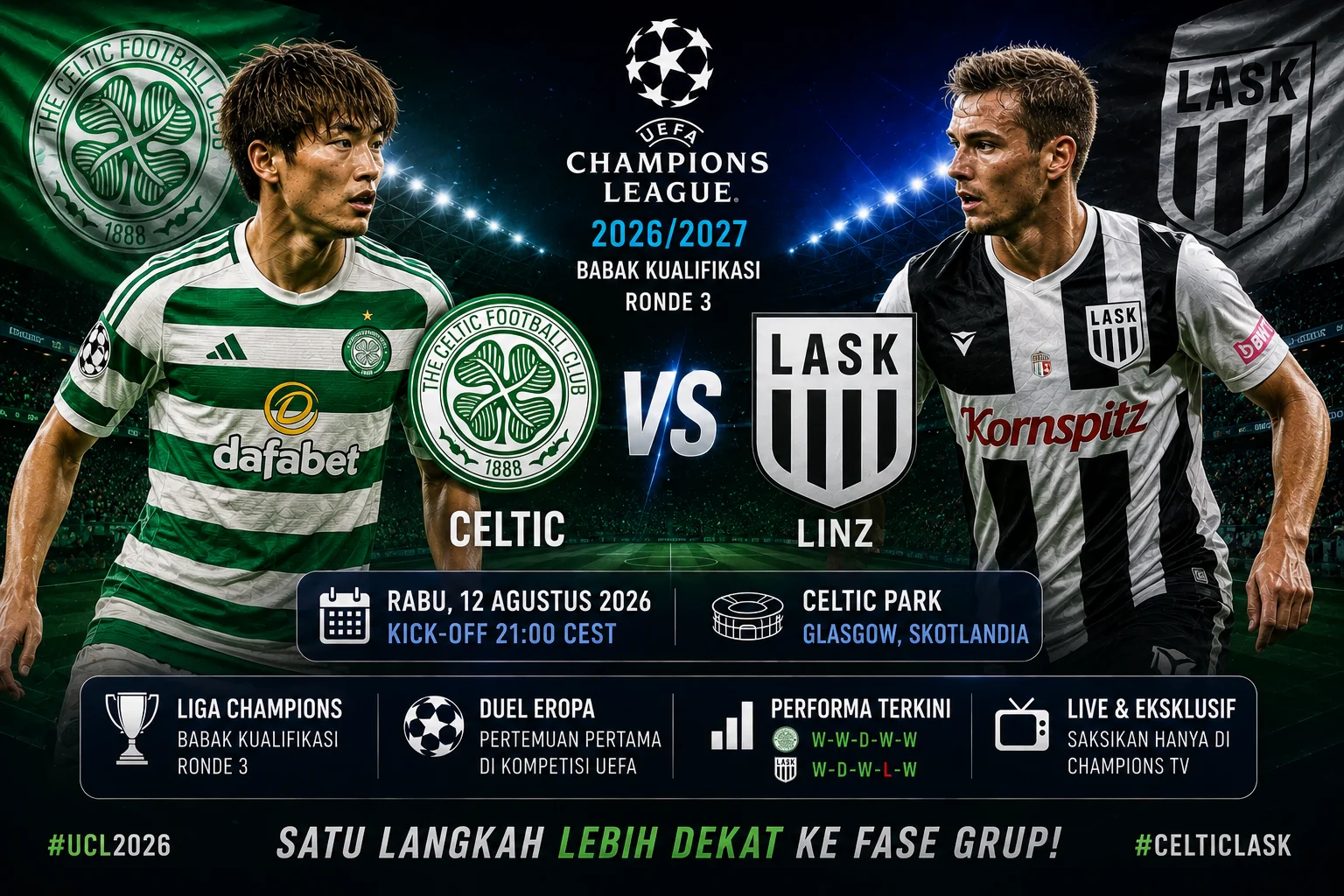 Prediksi Celtic vs LASK Linz: Skor dan Head to Head 2026