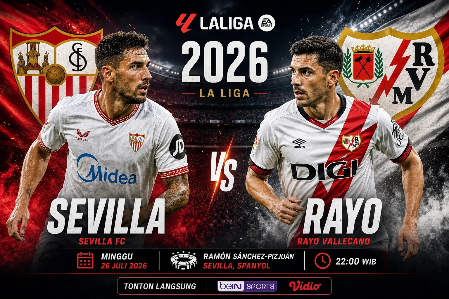 Prediksi Sevilla vs Rayo 2026: Skor, H2H & Peluang Menang