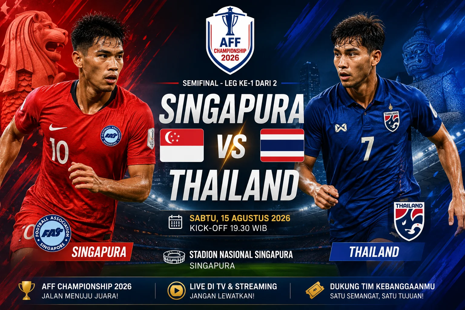 Prediksi Singapura vs Thailand Leg ke-1 Piala AFF 2026