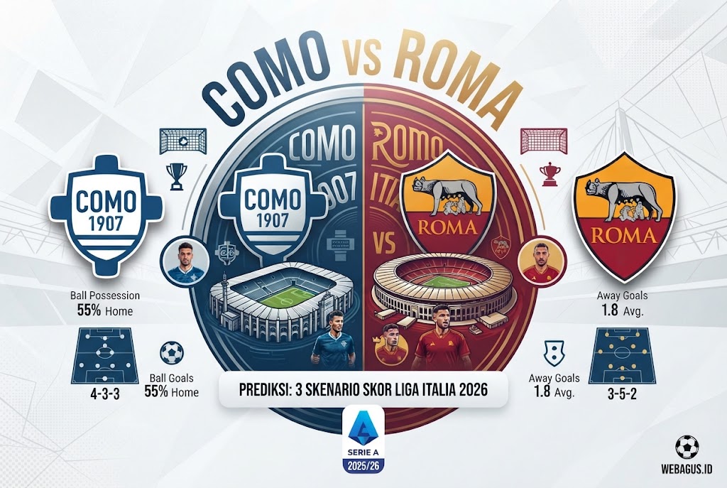 Prediksi Como vs Roma: 3 Skenario Skor Liga Italia 2026