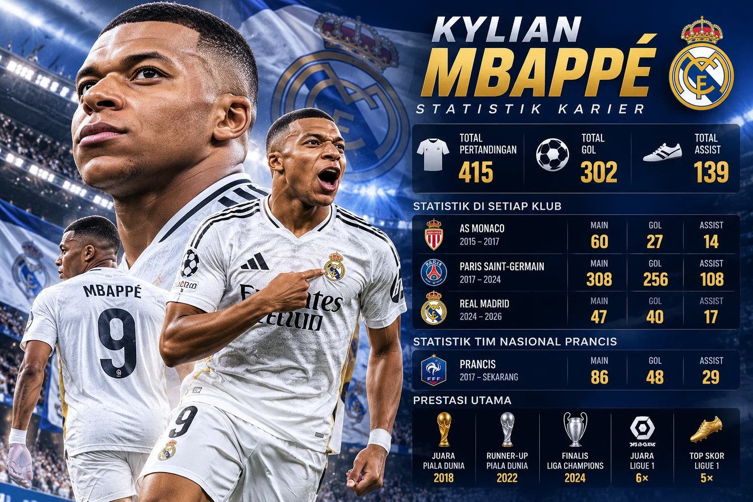 Statistik Kylian Mbappé yang Bikin Rekor Dunia Terus Berubah