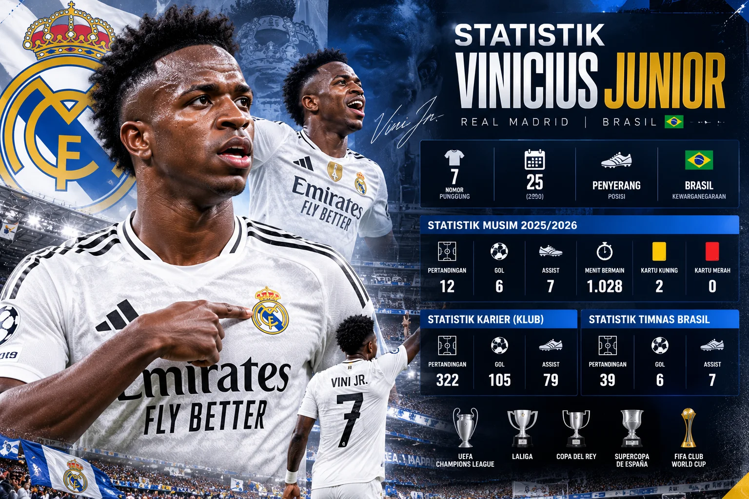 Statistik Vinicius Junior yang Bikin Fans Real Madrid Terpukau